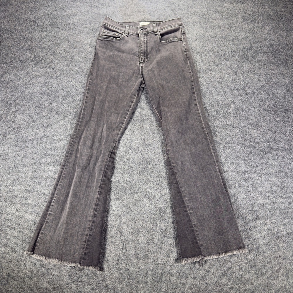 ASKK NY Flare Jeans Stone Gray Raw Hem High Rise Denim Pants Size 28 Made in USA